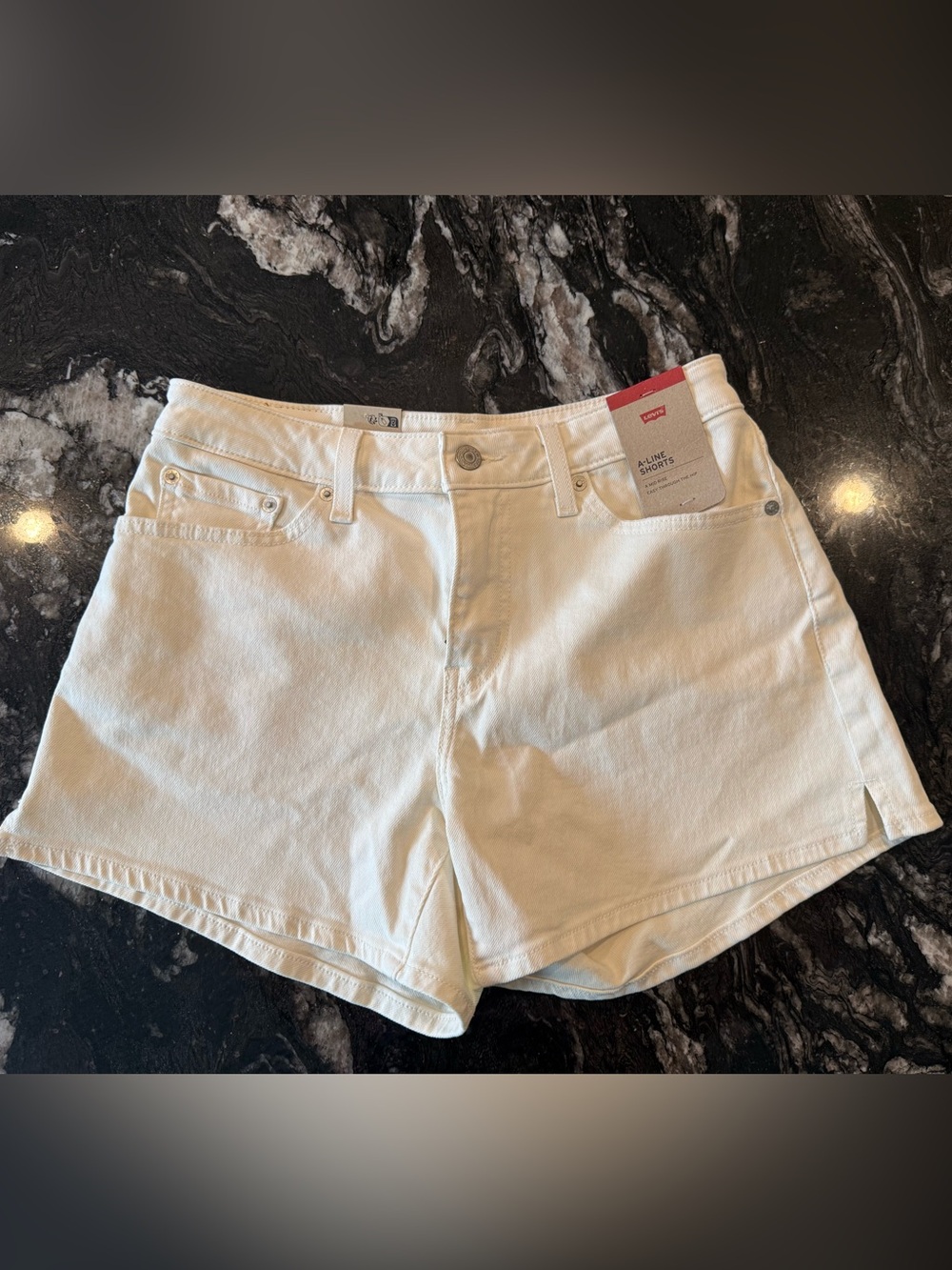 Levi's White Denim A-Line Shorts